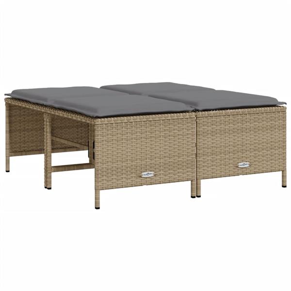 Grote foto vidaxl 5 delige loungeset met kussens poly rattan beige tuin en terras tuinmeubelen