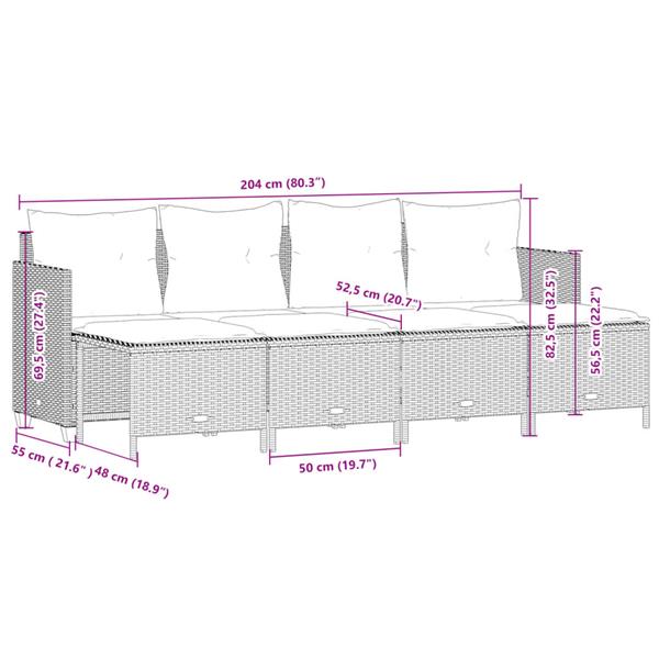 Grote foto vidaxl 5 delige loungeset met kussens poly rattan lichtgrijs tuin en terras tuinmeubelen