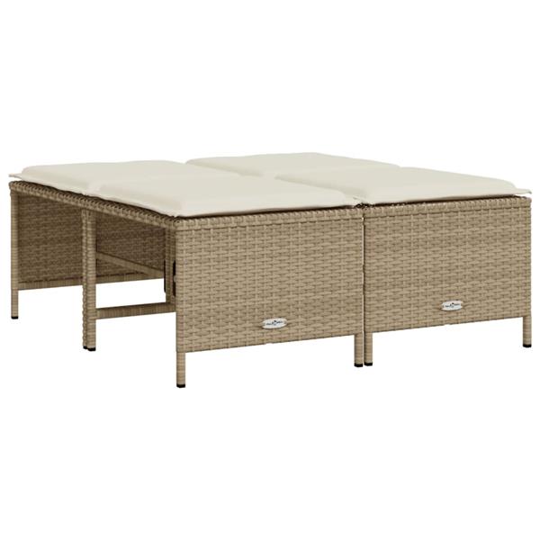 Grote foto vidaxl 5 delige loungeset met kussens poly rattan beige tuin en terras tuinmeubelen