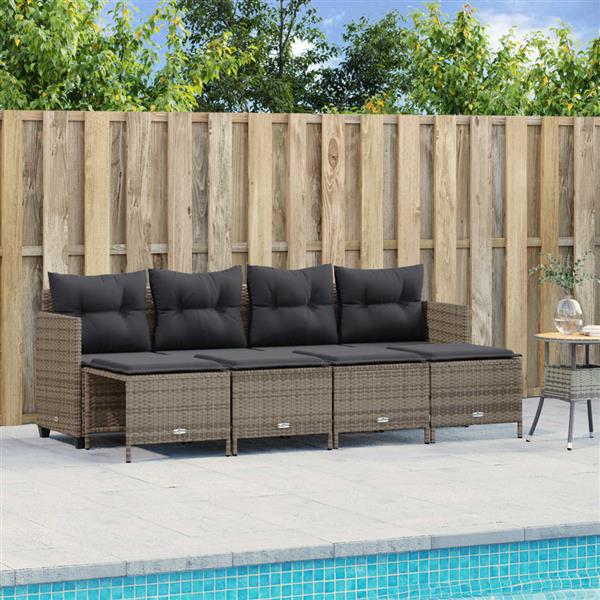 Grote foto vidaxl 5 delige loungeset met kussens poly rattan grijs tuin en terras tuinmeubelen