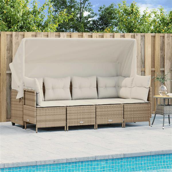 Grote foto vidaxl 5 delige loungeset met kussens poly rattan beige tuin en terras tuinmeubelen