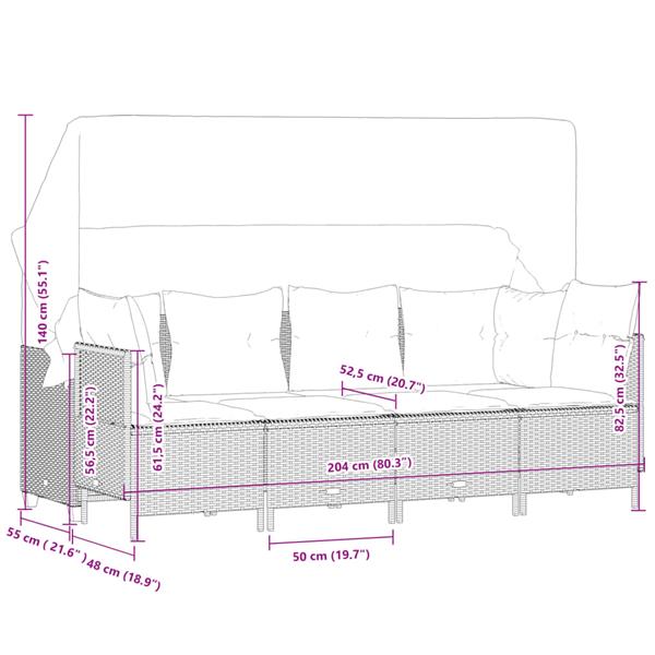 Grote foto vidaxl 5 delige loungeset met kussens poly rattan beige tuin en terras tuinmeubelen