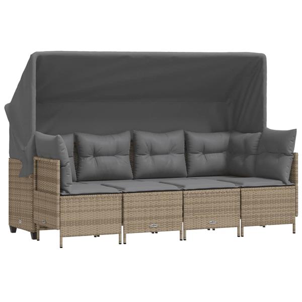 Grote foto vidaxl 5 delige loungeset met kussens poly rattan beige tuin en terras tuinmeubelen