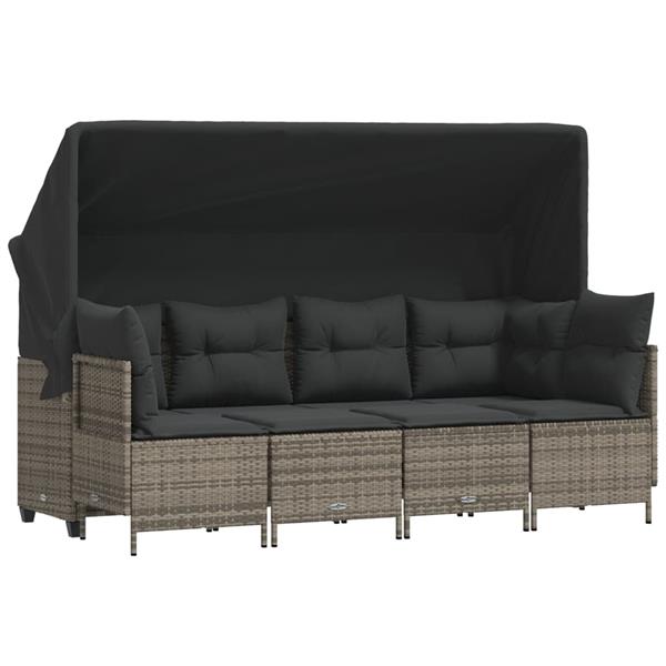 Grote foto vidaxl 5 delige loungeset met kussens poly rattan grijs tuin en terras tuinmeubelen