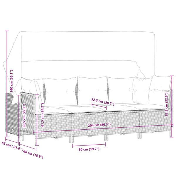 Grote foto vidaxl 5 delige loungeset met kussens poly rattan grijs tuin en terras tuinmeubelen