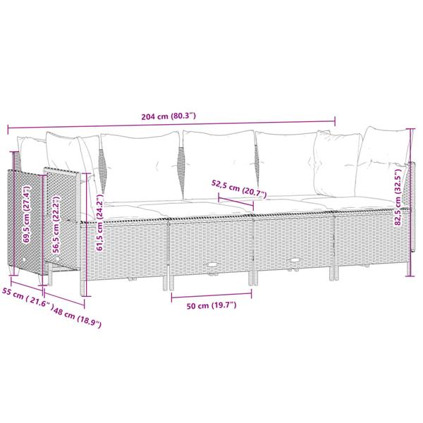 Grote foto vidaxl 5 delige loungeset met kussens poly rattan beige tuin en terras tuinmeubelen