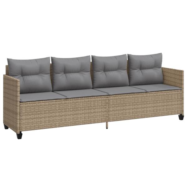 Grote foto vidaxl 5 delige loungeset met kussens poly rattan beige tuin en terras tuinmeubelen