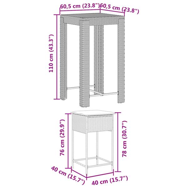 Grote foto vidaxl 5 delige tuinbarset met kussens poly rattan grijs tuin en terras tuinmeubelen