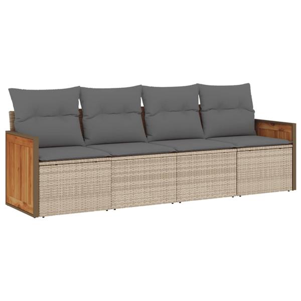 Grote foto vidaxl 4 delige loungeset met kussens poly rattan beige tuin en terras tuinmeubelen