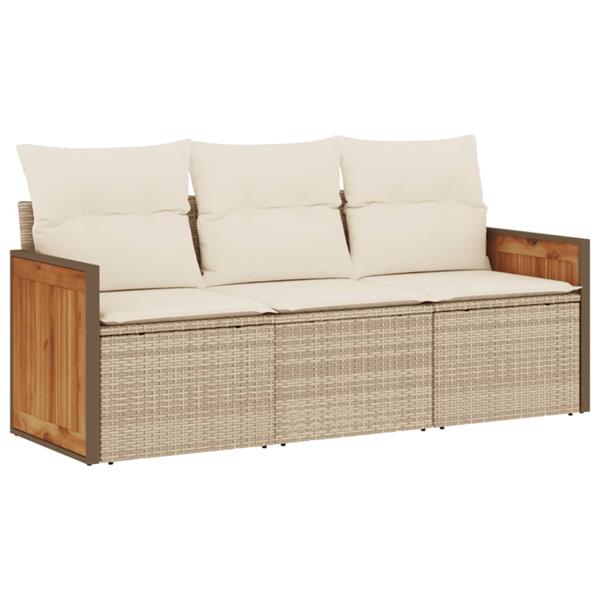 Grote foto vidaxl 3 delige loungeset met kussens poly rattan beige tuin en terras tuinmeubelen