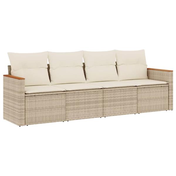 Grote foto vidaxl 4 delige loungeset met kussens poly rattan beige tuin en terras tuinmeubelen