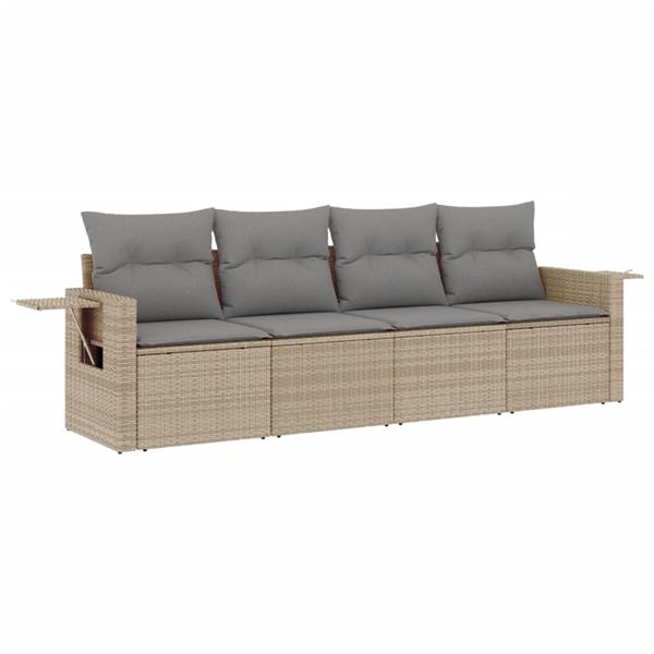 Grote foto vidaxl 4 delige loungeset met kussens poly rattan beige tuin en terras tuinmeubelen