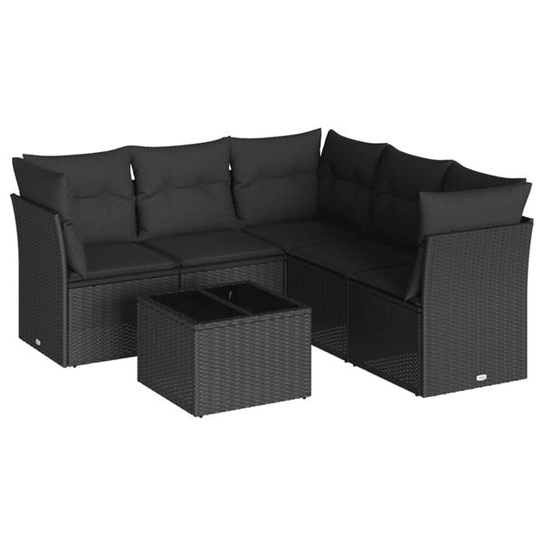 Grote foto vidaxl 6 delige loungeset met kussens poly rattan zwart tuin en terras tuinmeubelen