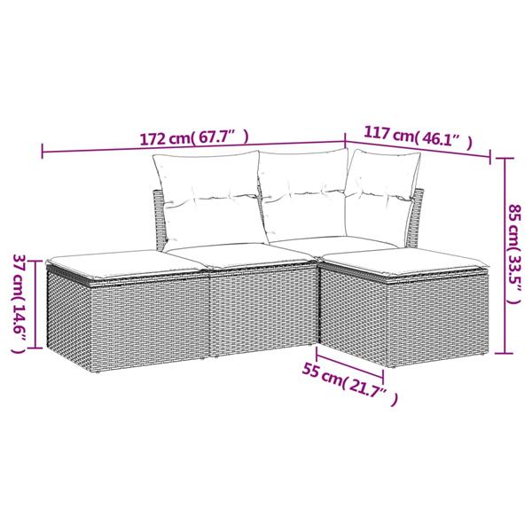 Grote foto vidaxl 4 delige loungeset met kussens poly rattan lichtgrijs tuin en terras tuinmeubelen