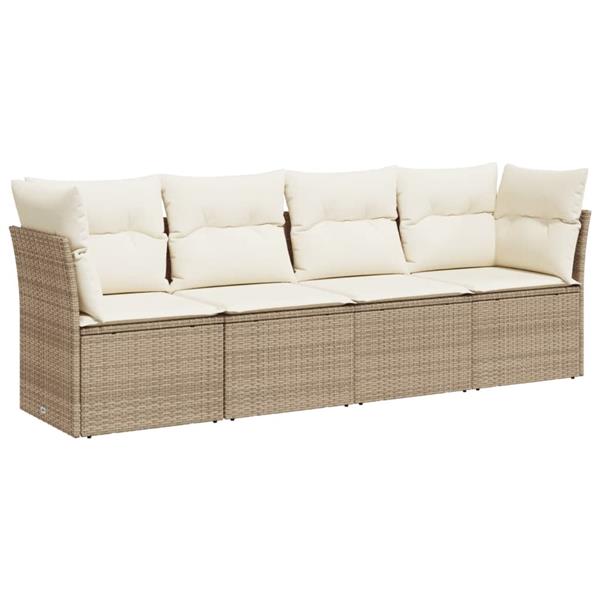 Grote foto vidaxl 4 delige loungeset met kussens poly rattan beige tuin en terras tuinmeubelen