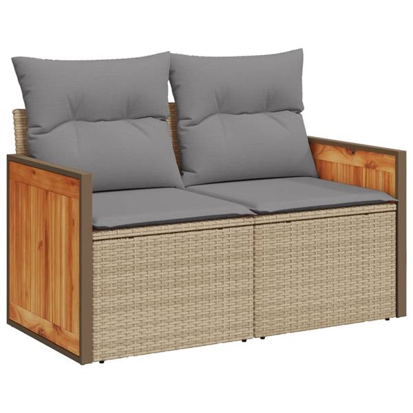 Grote foto vidaxl 6 delige loungeset met kussens poly rattan beige tuin en terras tuinmeubelen