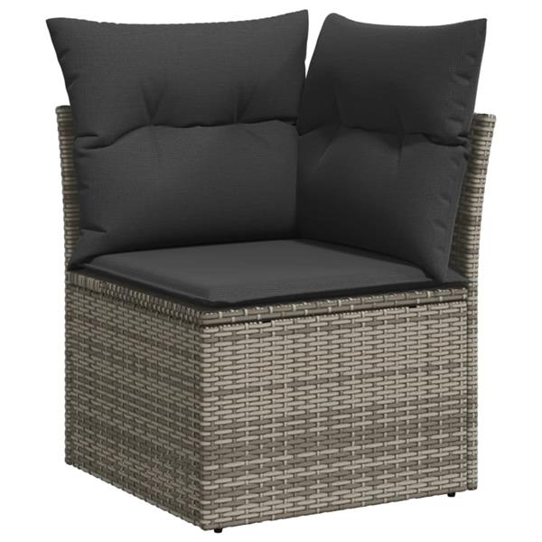 Grote foto vidaxl 6 delige loungeset met kussens poly rattan grijs tuin en terras tuinmeubelen