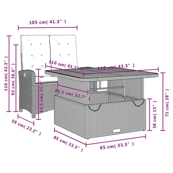 Grote foto vidaxl 2 delige tuinset met kussens poly rattan grijs tuin en terras tuinmeubelen