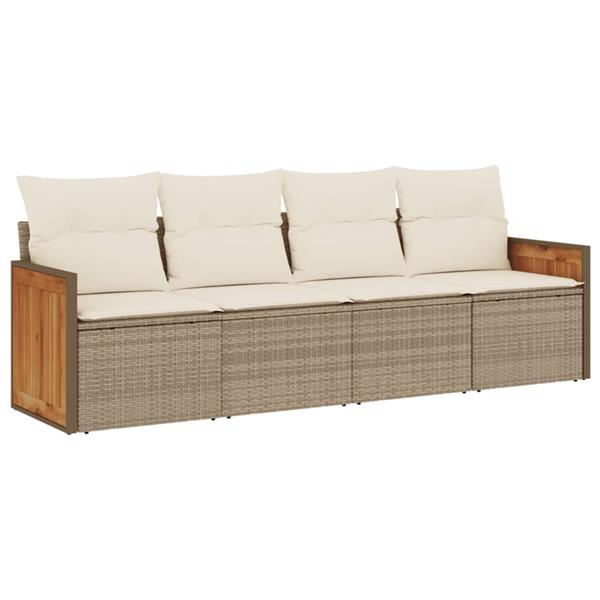 Grote foto vidaxl 4 delige loungeset met kussens poly rattan beige tuin en terras tuinmeubelen