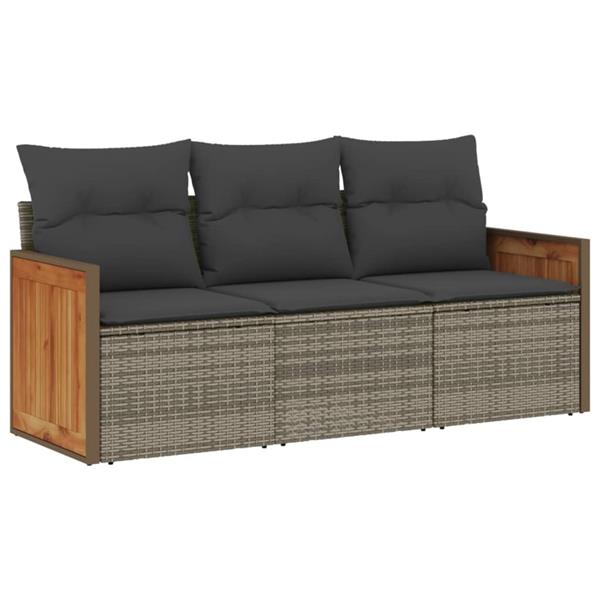 Grote foto vidaxl 3 delige loungeset met kussens poly rattan grijs tuin en terras tuinmeubelen