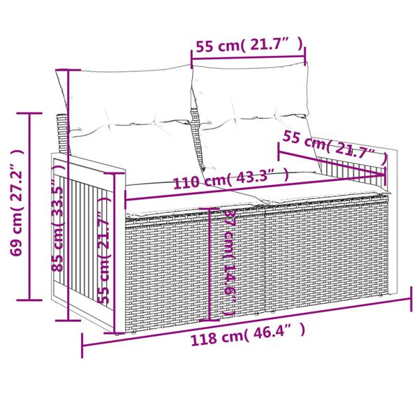 Grote foto vidaxl 3 delige loungeset met kussens poly rattan zwart tuin en terras tuinmeubelen