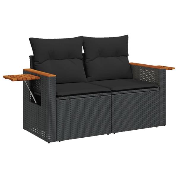 Grote foto vidaxl 5 delige loungeset met kussens poly rattan zwart tuin en terras tuinmeubelen