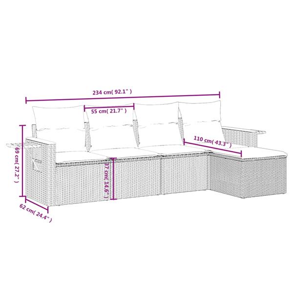 Grote foto vidaxl 5 delige loungeset met kussens poly rattan zwart tuin en terras tuinmeubelen