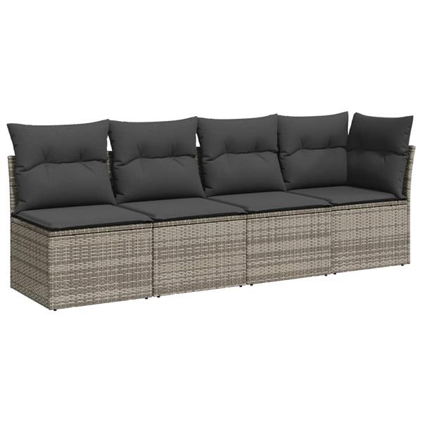 Grote foto vidaxl 5 delige loungeset met kussens poly rattan grijs tuin en terras tuinmeubelen