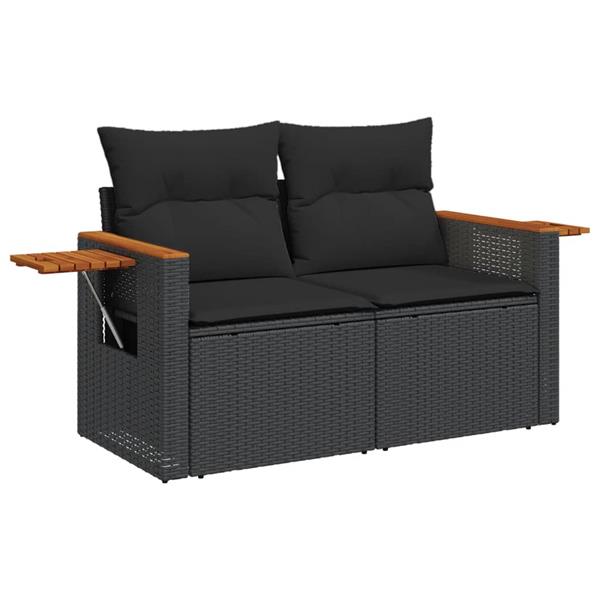 Grote foto vidaxl 4 delige loungeset met kussens poly rattan zwart tuin en terras tuinmeubelen