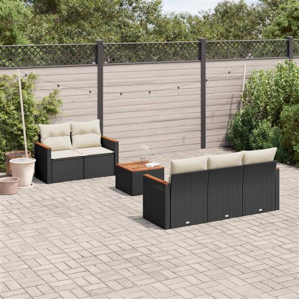 Grote foto vidaxl 6 delige loungeset met kussens poly rattan zwart tuin en terras tuinmeubelen