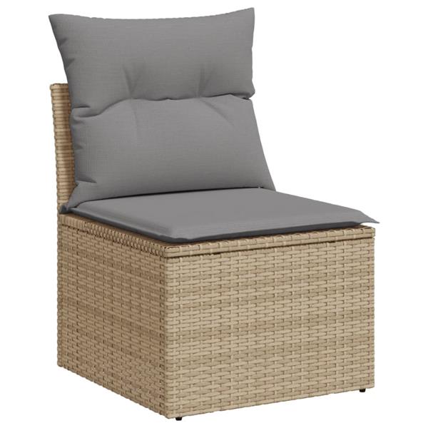 Grote foto vidaxl 5 delige loungeset met kussens poly rattan beige tuin en terras tuinmeubelen