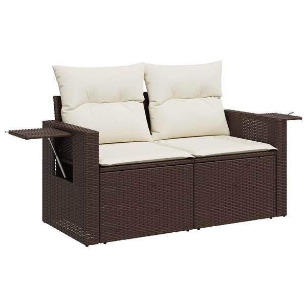 Grote foto vidaxl 3 delige loungeset met kussens poly rattan bruin tuin en terras tuinmeubelen