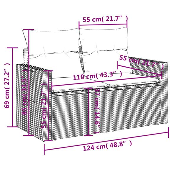 Grote foto vidaxl 3 delige loungeset met kussens poly rattan lichtgrijs tuin en terras tuinmeubelen