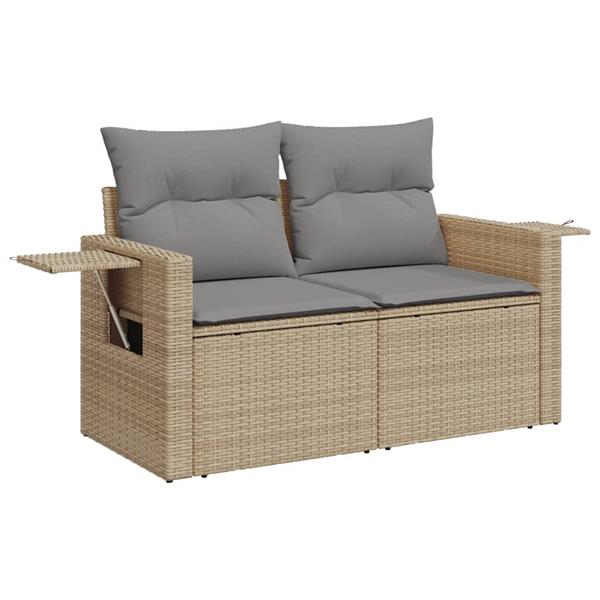 Grote foto vidaxl 3 delige loungeset met kussens poly rattan beige tuin en terras tuinmeubelen