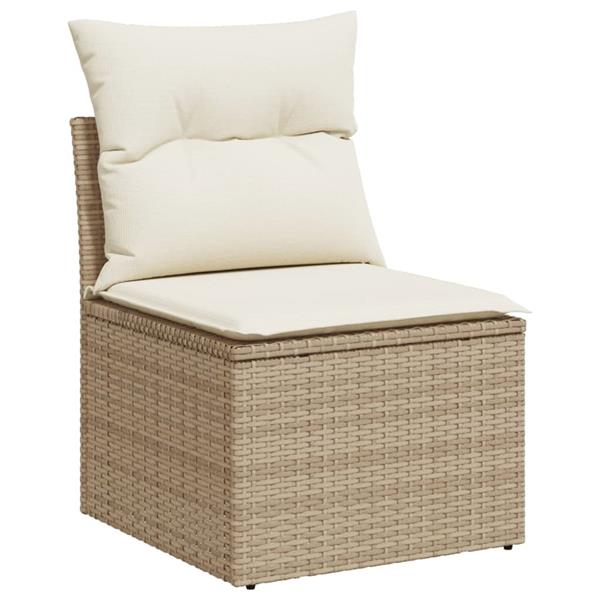 Grote foto vidaxl 3 delige loungeset met kussens poly rattan beige tuin en terras tuinmeubelen