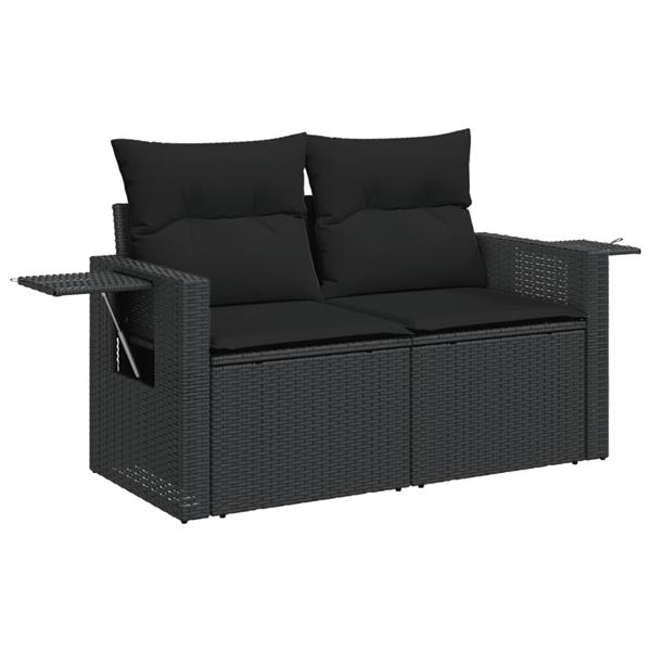 Grote foto vidaxl 3 delige loungeset met kussens poly rattan zwart tuin en terras tuinmeubelen