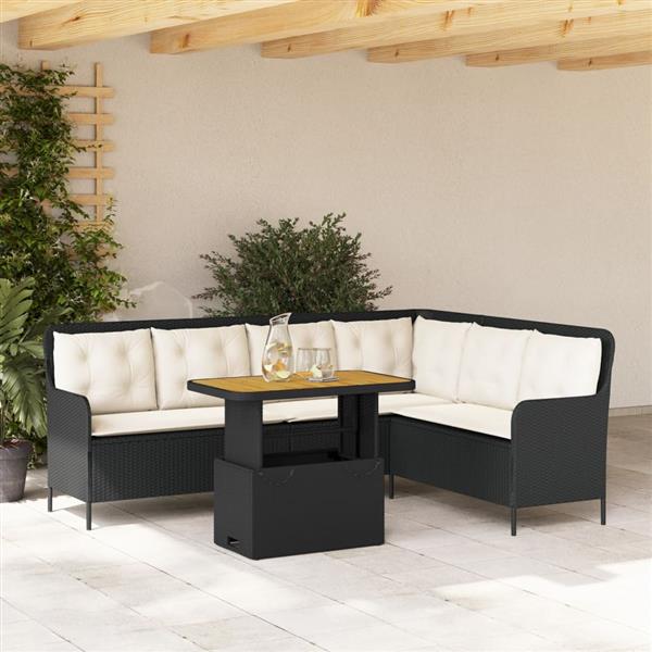 Grote foto vidaxl 2 delige loungeset met kussens poly rattan zwart tuin en terras tuinmeubelen