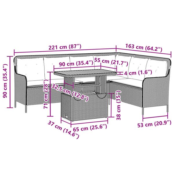 Grote foto vidaxl 2 delige loungeset met kussens poly rattan zwart tuin en terras tuinmeubelen