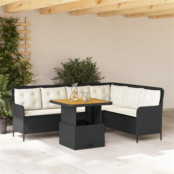 Grote foto vidaxl 2 delige loungeset met kussens poly rattan zwart tuin en terras tuinmeubelen