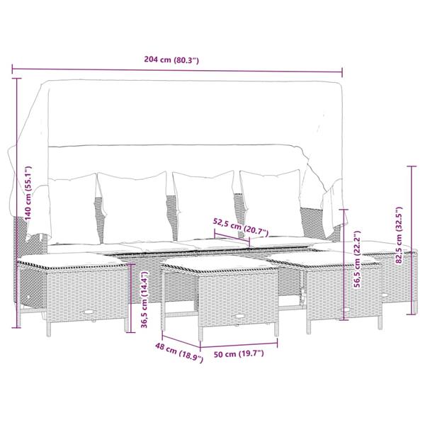 Grote foto vidaxl 5 delige loungeset met kussens poly rattan grijs tuin en terras tuinmeubelen