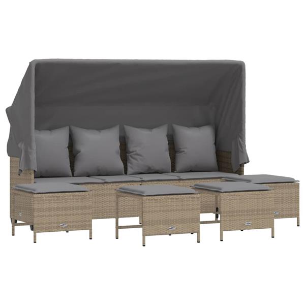 Grote foto vidaxl 5 delige loungeset met kussens poly rattan beige tuin en terras tuinmeubelen