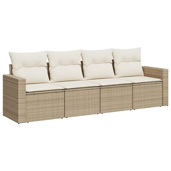 Grote foto vidaxl 4 delige loungeset met kussens poly rattan beige tuin en terras tuinmeubelen