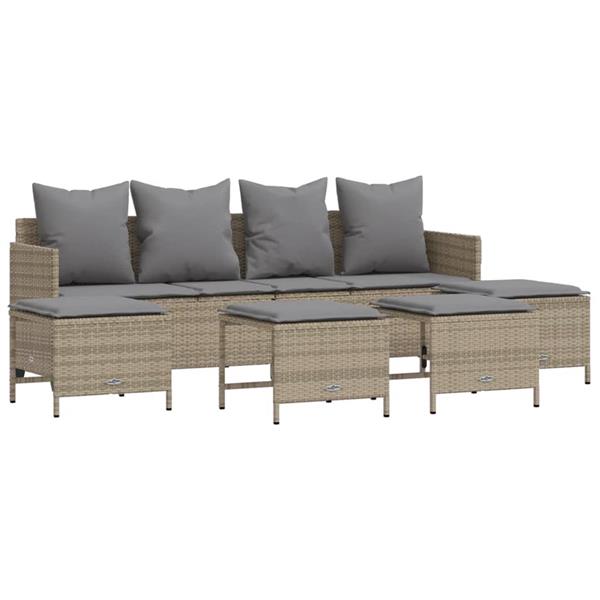 Grote foto vidaxl 5 delige loungeset met kussens poly rattan beige tuin en terras tuinmeubelen