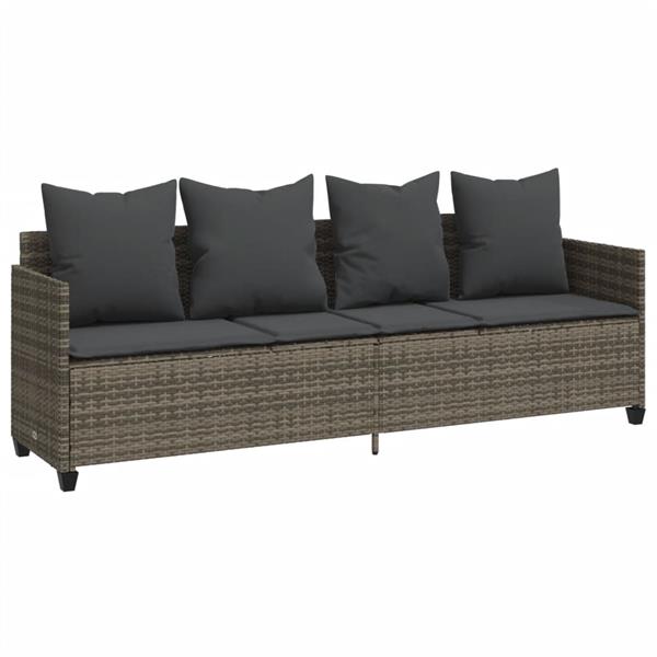 Grote foto vidaxl 5 delige loungeset met kussens poly rattan grijs tuin en terras tuinmeubelen