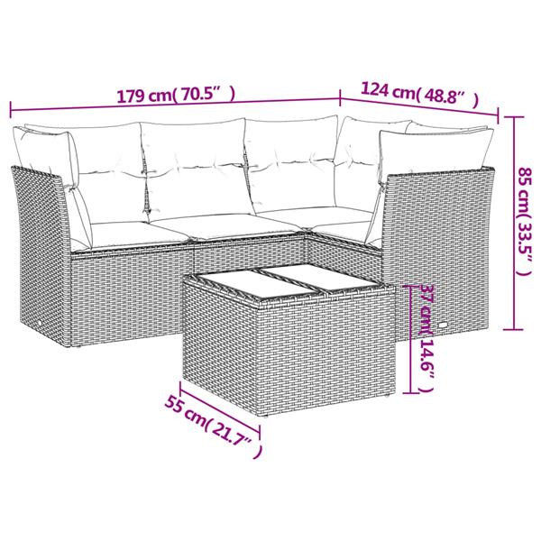 Grote foto vidaxl 5 delige loungeset met kussens poly rattan zwart tuin en terras tuinmeubelen