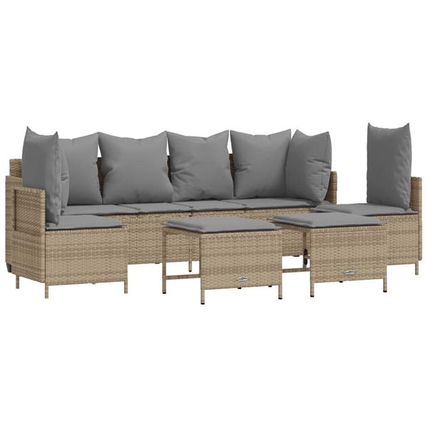 Grote foto vidaxl 5 delige loungeset met kussens poly rattan beige tuin en terras tuinmeubelen