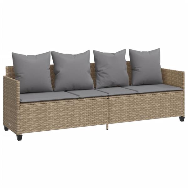 Grote foto vidaxl 5 delige loungeset met kussens poly rattan beige tuin en terras tuinmeubelen