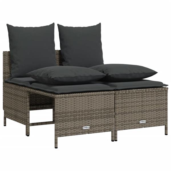 Grote foto vidaxl 5 delige loungeset met kussens poly rattan grijs tuin en terras tuinmeubelen