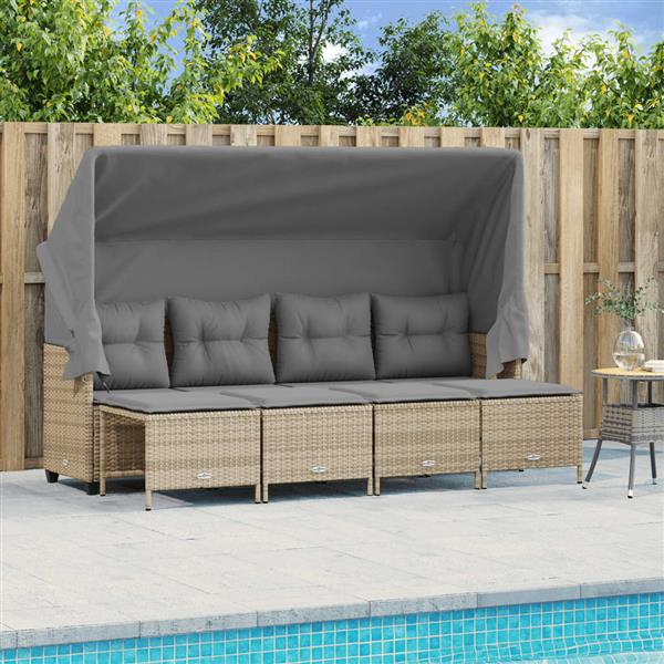 Grote foto vidaxl 5 delige loungeset met kussens poly rattan beige tuin en terras tuinmeubelen