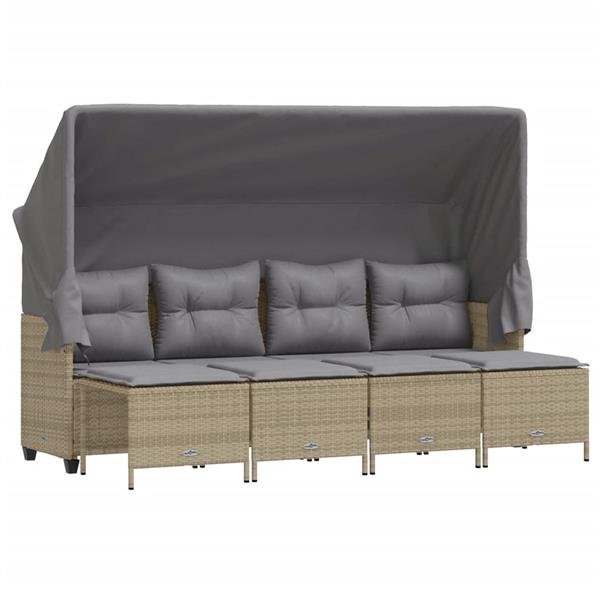 Grote foto vidaxl 5 delige loungeset met kussens poly rattan beige tuin en terras tuinmeubelen